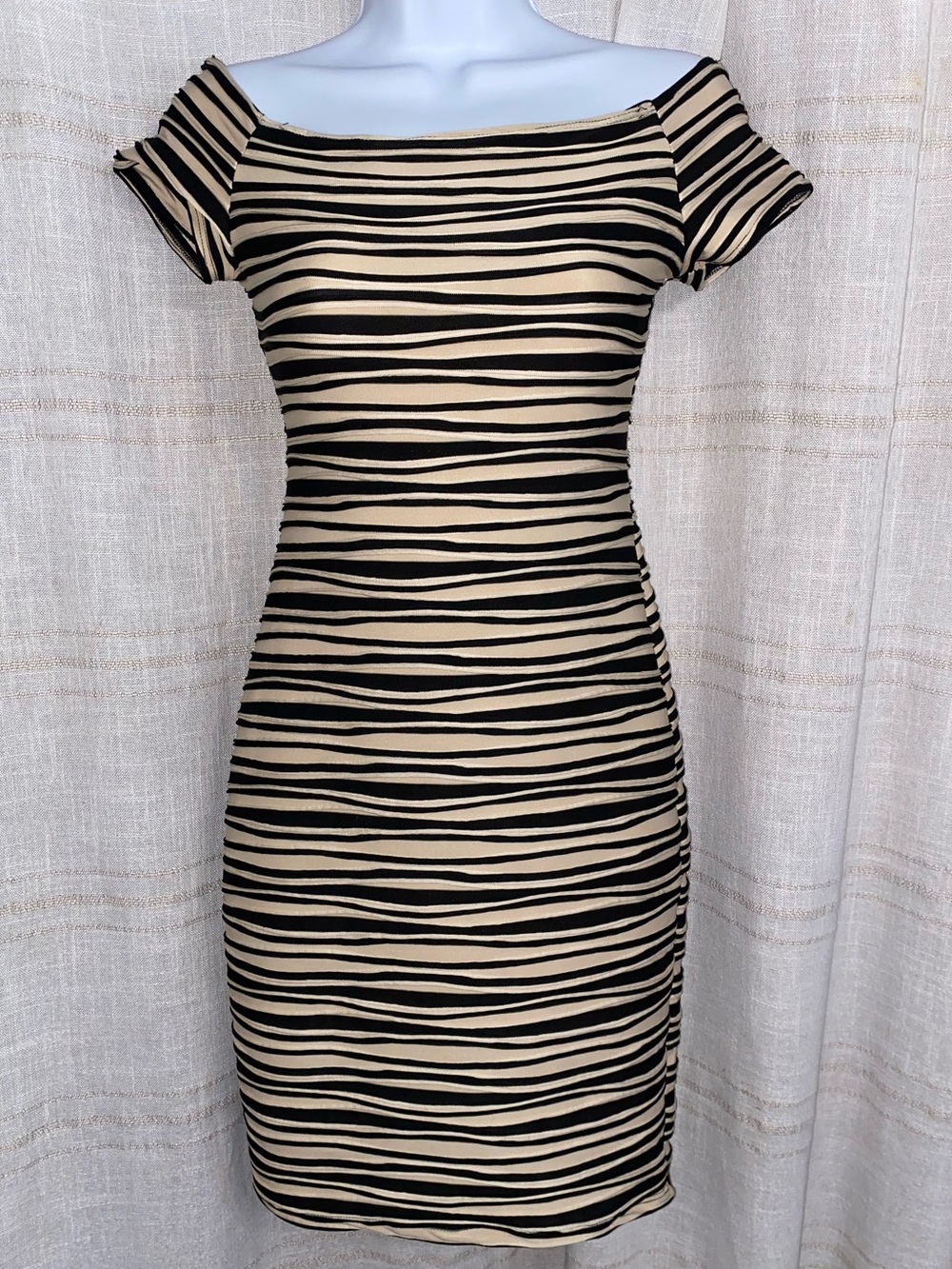 Brat Star Striped Off the Shoulder Bodycon Mini Dress S Made in USA